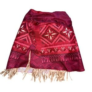 Disney Moana Costume Skirt Girls 5-6Y Red Fringe Pull On Knee Length Halloween
